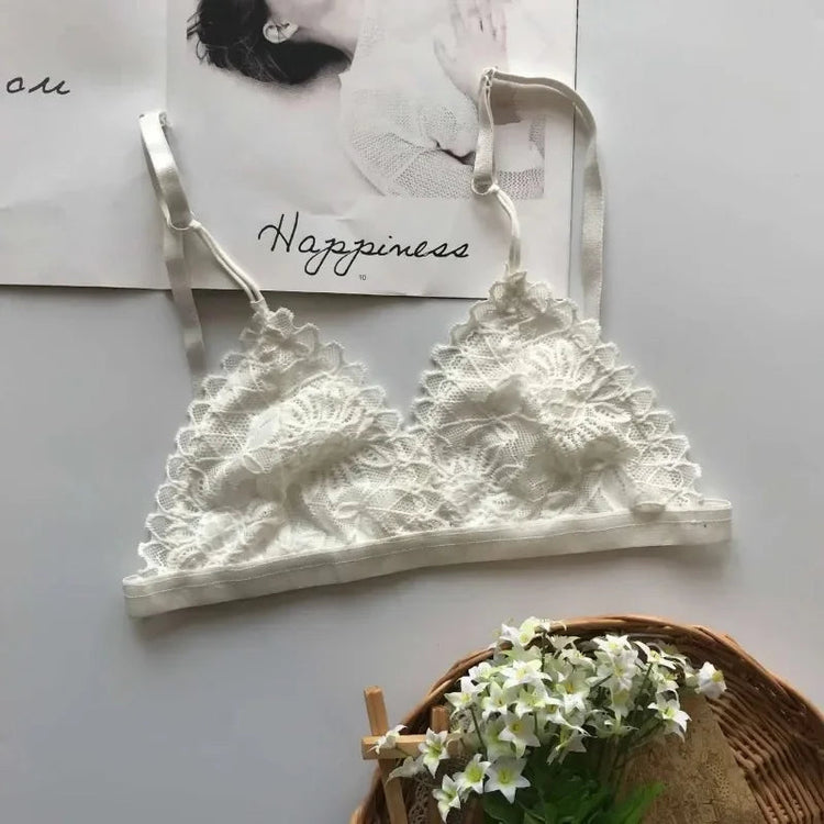 Summer Sexy Lace Tube Top Women Hollow Out Bralette Thin Chest Girl Bras Seamless Transparent Lingerie French Underwear Khamik Shop Online