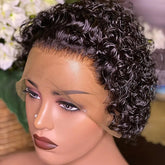Pixie Cut Wigs Human Hair Short Curly Lace Front Human Hair Wigs Brazilian 13x4 Transparent Lace Wigs Water Wave Bob Wig Khamik Shop Online