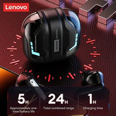 Choice Lenovo Gaming Headset Wireless Bluetooth 6.0 Earphones RGB Low Latency Waterproof Headphones Sports Headset GT103 Khamik Shop Online
