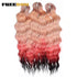 FREEDOM Synthetic Curly Braiding Hair Extensions 24 Inch/60 cm Long Deep Wavy Twist Crochet Braids Hair Ombre Brown Rainbow Hair Khamik Shop Online