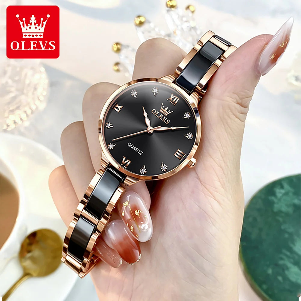 OLEVS 5872 Women Watches Quartz Wristwatch Waterproof Watches For Woman Set Bracelet Watch Original Elegant Casual Fashion Reloj Khamik Shop Online