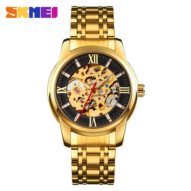 Fully Automatic Mechanical Watch Men Stainless Steel Circular Single Folding Buckle Metal Hollow Spiral Watch Reloj Hombre Khamik Shop Online