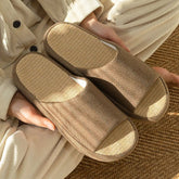 Summer Women Home Slippers Linen Summer Flats Shoes Breathable Sandals Comfortable Non-Slip Soft Slides Indoor Men Slippers Khamik Shop Online