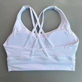 Solid Color Soft Cross Back Women Fitness Bra Tights Yoga Vest High Strength Shockproof Gym Sports Top Push Up With Chest Pad Khamik Shop Online
