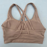 Solid Color Soft Cross Back Women Fitness Bra Tights Yoga Vest High Strength Shockproof Gym Sports Top Push Up With Chest Pad Khamik Shop Online