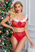 2pcs Red Plush Lace-up Lingerie Christmas Costume Jade