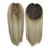 14 Inches Mogolian Cuticle Remy Hair Topper Silky Straight 8x8” Jewish Kosher Human Hairpieces Topper Free Style 120% Density Khamik Shop Online