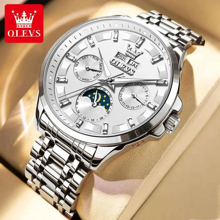 OLEVS 7070 Automatic Watch Men Moon phase Waterproof Men Watches Stainless steel Luxury Mechanical Watch for Men Khamik Shop Online