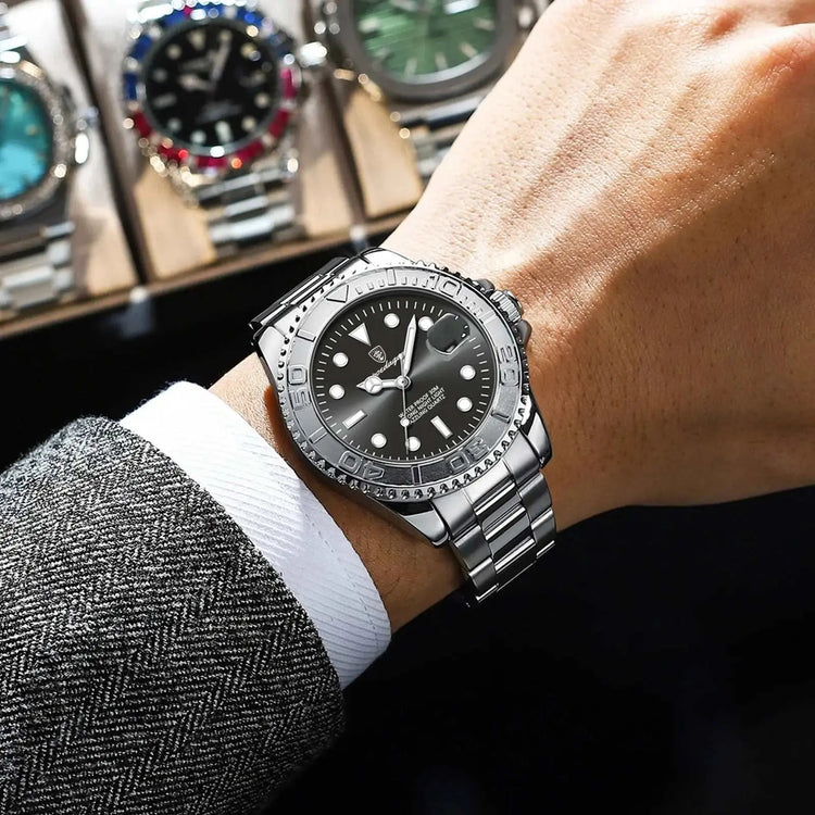 POEDAGAR Trendy Sport Man Watch Luminous Waterproof Stainless Steel Date Men Wristwatch Luxury Business Men&