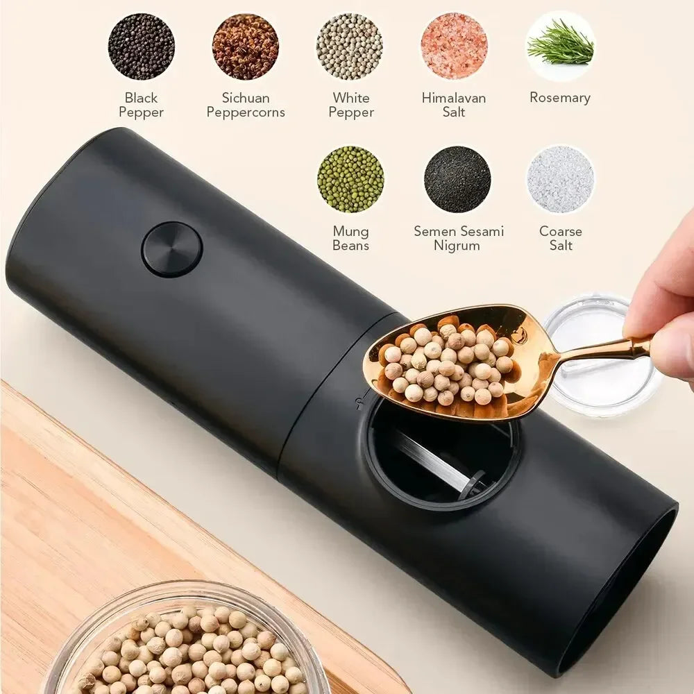 Electric Salt And Pepper Grinder With Adjustable Coarseness Refillable Mill Battery Powered Kitchen Automatic Gadget Grinder Khamik Shop Online