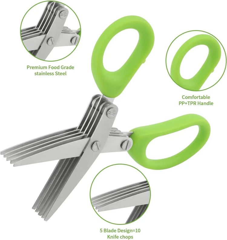 1 piece Multi-functional Stainless Steel 3/5 Layer Kitchen Scissors, Pepper Shredded Chopped Scallion Cutter Cut Cooking Tool Khamik Shop Online