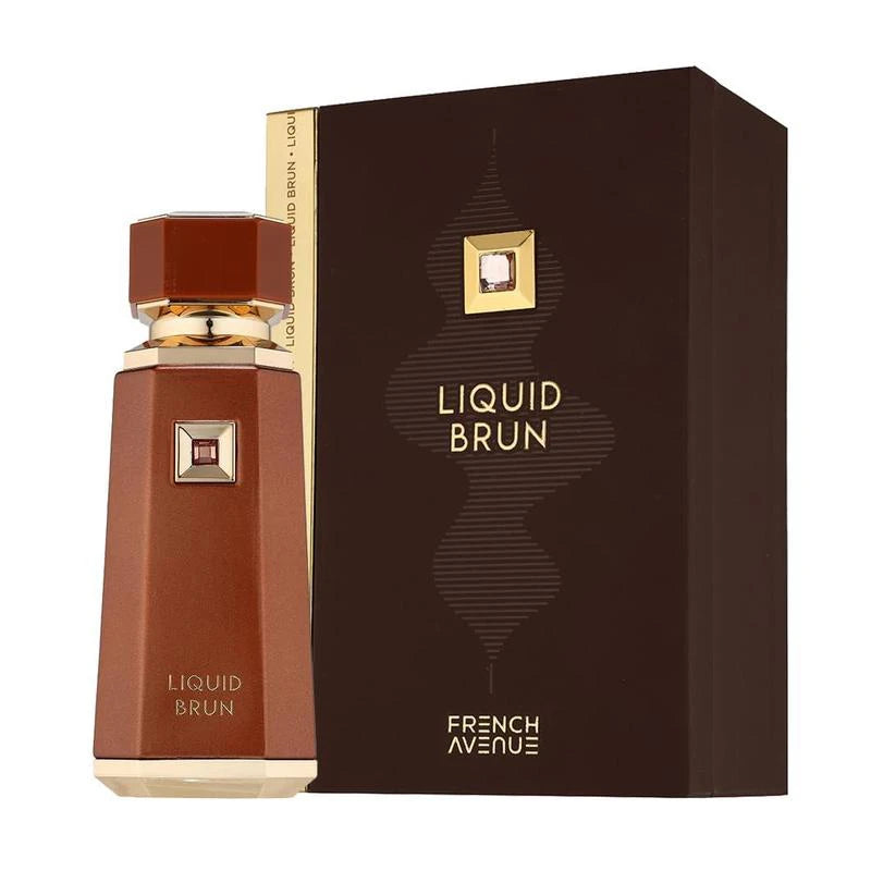 Liquid Brun Eau de Parfum Spray by Fragrance World French Avenue 3.4 Oz for Men - Warm Spicy & Woody Scent with Bourbon Vanilla & Musk Notes Khamik Shop Online