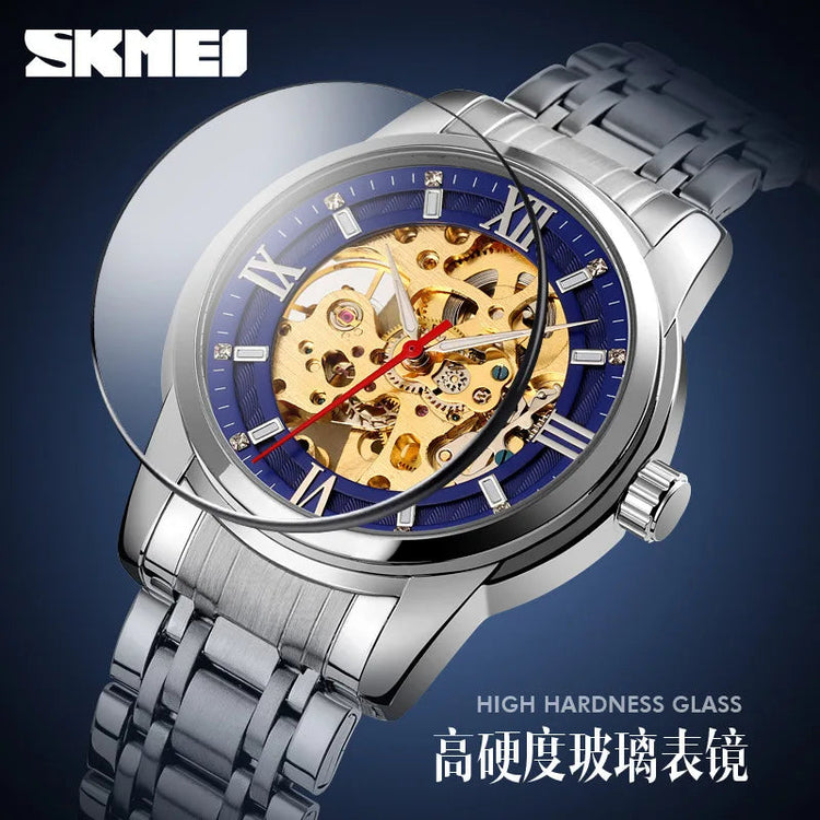 Fully Automatic Mechanical Watch Men Stainless Steel Circular Single Folding Buckle Metal Hollow Spiral Watch Reloj Hombre Khamik Shop Online