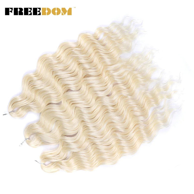 FREEDOM Synthetic Curly Braiding Hair Extensions 24 Inch/60 cm Long Deep Wavy Twist Crochet Braids Hair Ombre Brown Rainbow Hair Khamik Shop Online