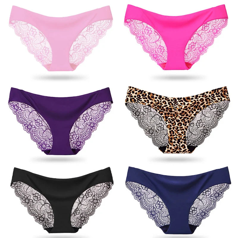 Fashion Lace Underwear Women Panties Sexy Briefs Solid Color Invisible Intimate Lingerie Female Breathable Seamless Panty