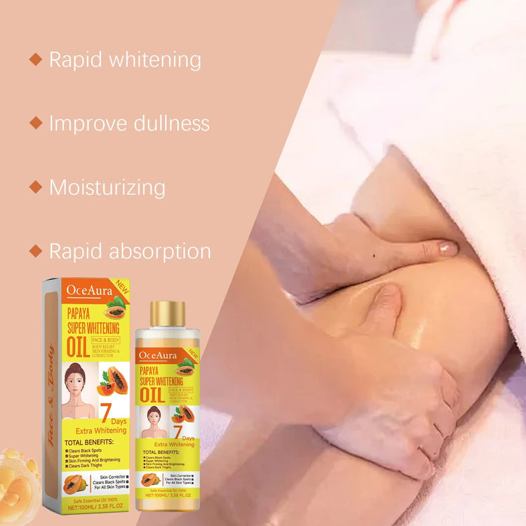 OceAura Papaya Oil for Skin Lightening 7 Days Whitening Body Firming Dark Skin Removal Oil for Muscle Relaxation Massage Thighs Khamik Shop Online