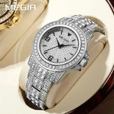 MEGIR Luxury Diamond Watches Unisex Fashion Analog Quartz Watch Bracelet Wristwatch Men Rhinestone Strap Relogios Masculino Khamik Shop Online