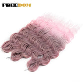 FREEDOM Synthetic Curly Braiding Hair Extensions 24 Inch/60 cm Long Deep Wavy Twist Crochet Braids Hair Ombre Brown Rainbow Hair Khamik Shop Online