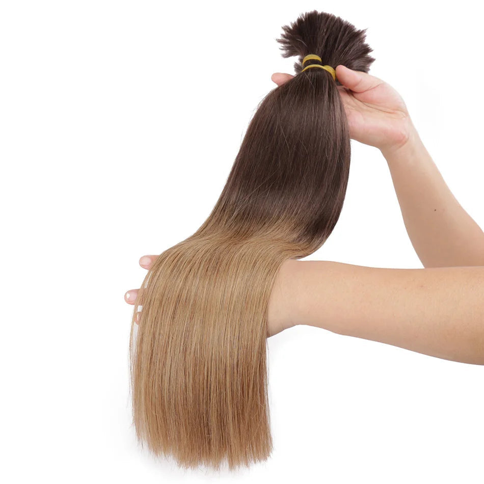 100% Real Human Hair Bulk Blonde no Weft Honey Hair Bulks Vietnamese Virgin Hair Straight Weaving Hair for Braiding Khamik Shop Online