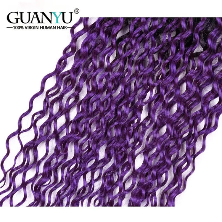 1B/Purple Kinky Curly Ombre Colored Human Hair Bundles 100% Human Hair Extensions 3/4 Bundle Deals Human Hair Weaves Khamik Shop Online