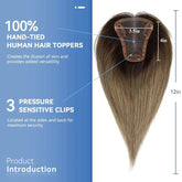 12 Inch Light Brown Ombre Middle Part Lace Front Topper 100% Remy Human Hair Topper Hair Pieces with Clips Extensions for Women Khamik Shop Online
