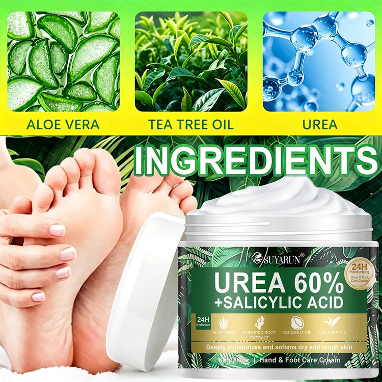SUYARUN 60% Urea Foot Care Cream, suit for cracked heels and dry skin - deep moisturizing treatment, exfoliation, no blind spots Khamik Shop Online