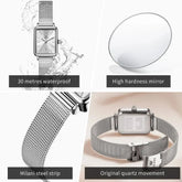 OLEVS 3692 Quartz Wristwatch Gifts Fashion Vintage Square Ultra Thin Ladies Watches Waterproof Stainless Steel Women&