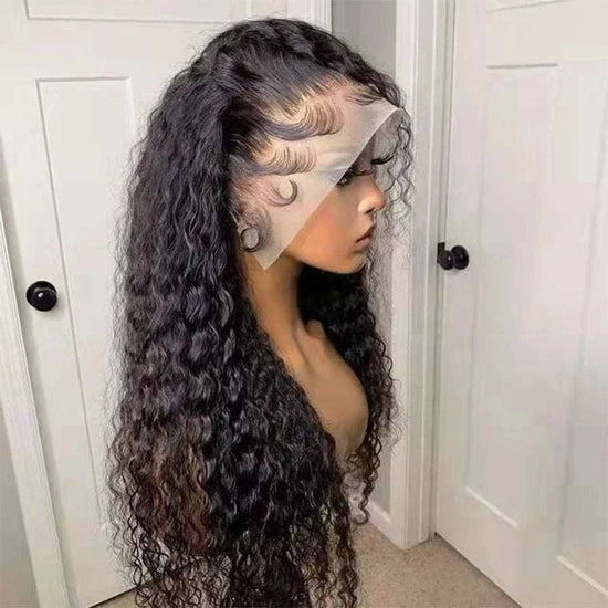Perruque frontale en dentelle 13x4 naturelle noire kinky bouclée 26 pouces dense 180% sans colle avec baby hair résistante à la chaleur