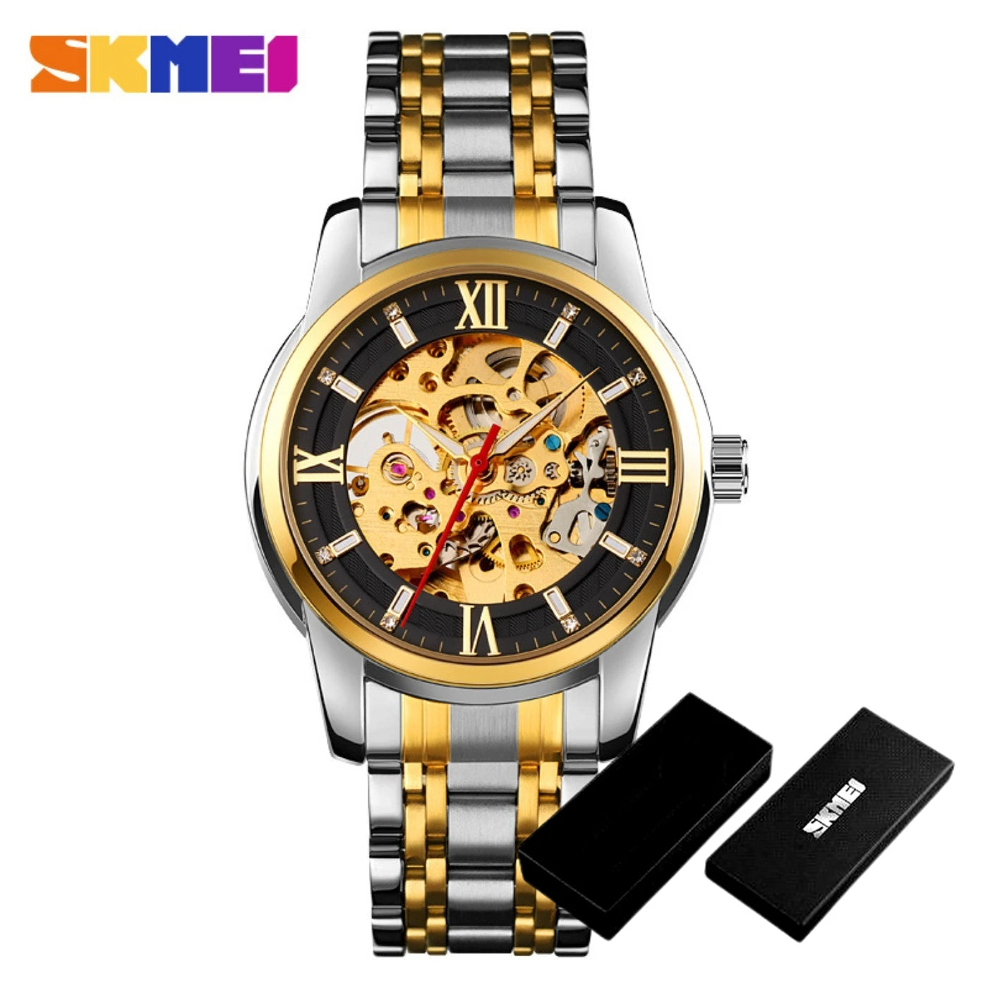 Fully Automatic Mechanical Watch Men Stainless Steel Circular Single Folding Buckle Metal Hollow Spiral Watch Reloj Hombre Khamik Shop Online
