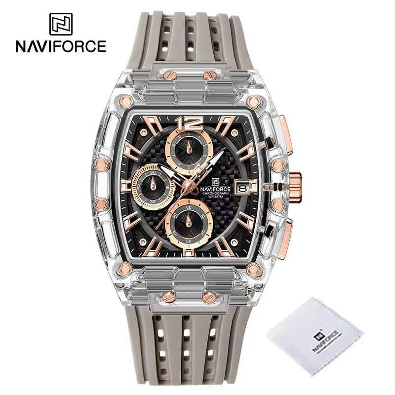 New  Men'S Quartz Multifunction Watches Fashion Sports Chronograph 5ATM Waterproof Silicone Band Casual Man Wrist Watch
