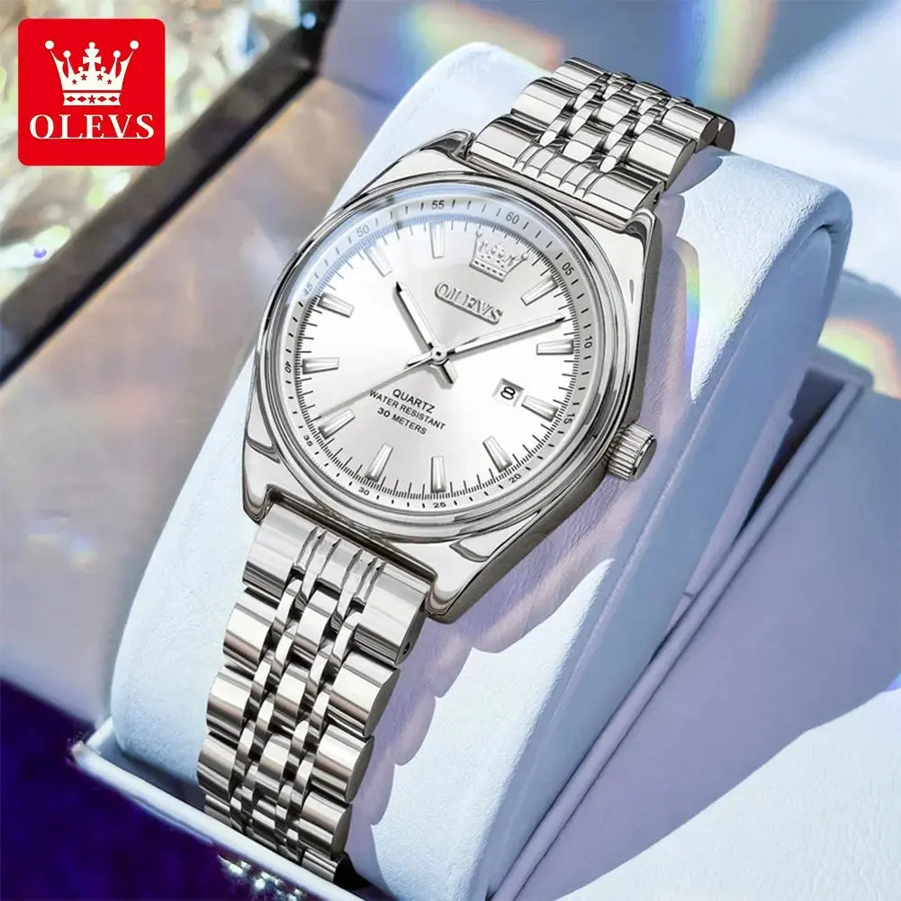 OLEVS New 3703 Watches Woman Elegant Quartz Watch Waterproof Luminous Stainless Steel Date Watches Woman Bracelet Gifts Box Khamik Shop Online