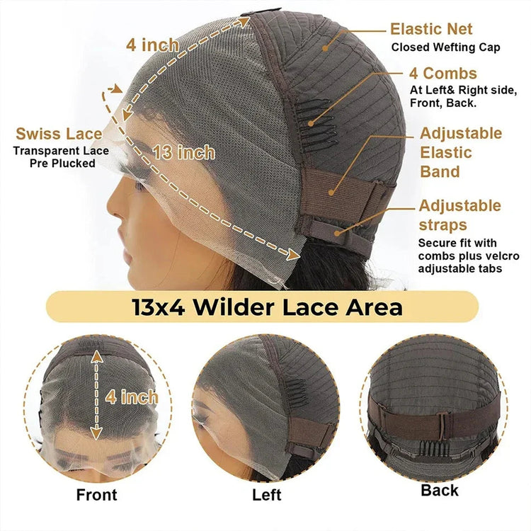 13x4 Lace Wig Side Part Pixie Cut Wigs 100% Virgin Hair Side Part Brazilian Water Wave bob Wig Transparent Lace For Black Women Khamik Shop Online
