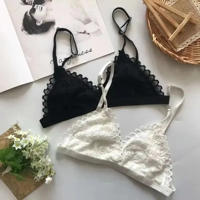 Summer Sexy Lace Tube Top Women Hollow Out Bralette Thin Chest Girl Bras Seamless Transparent Lingerie French Underwear Khamik Shop Online
