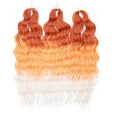 FREEDOM Synthetic Curly Braiding Hair Extensions 24 Inch/60 cm Long Deep Wavy Twist Crochet Braids Hair Ombre Brown Rainbow Hair Khamik Shop Online