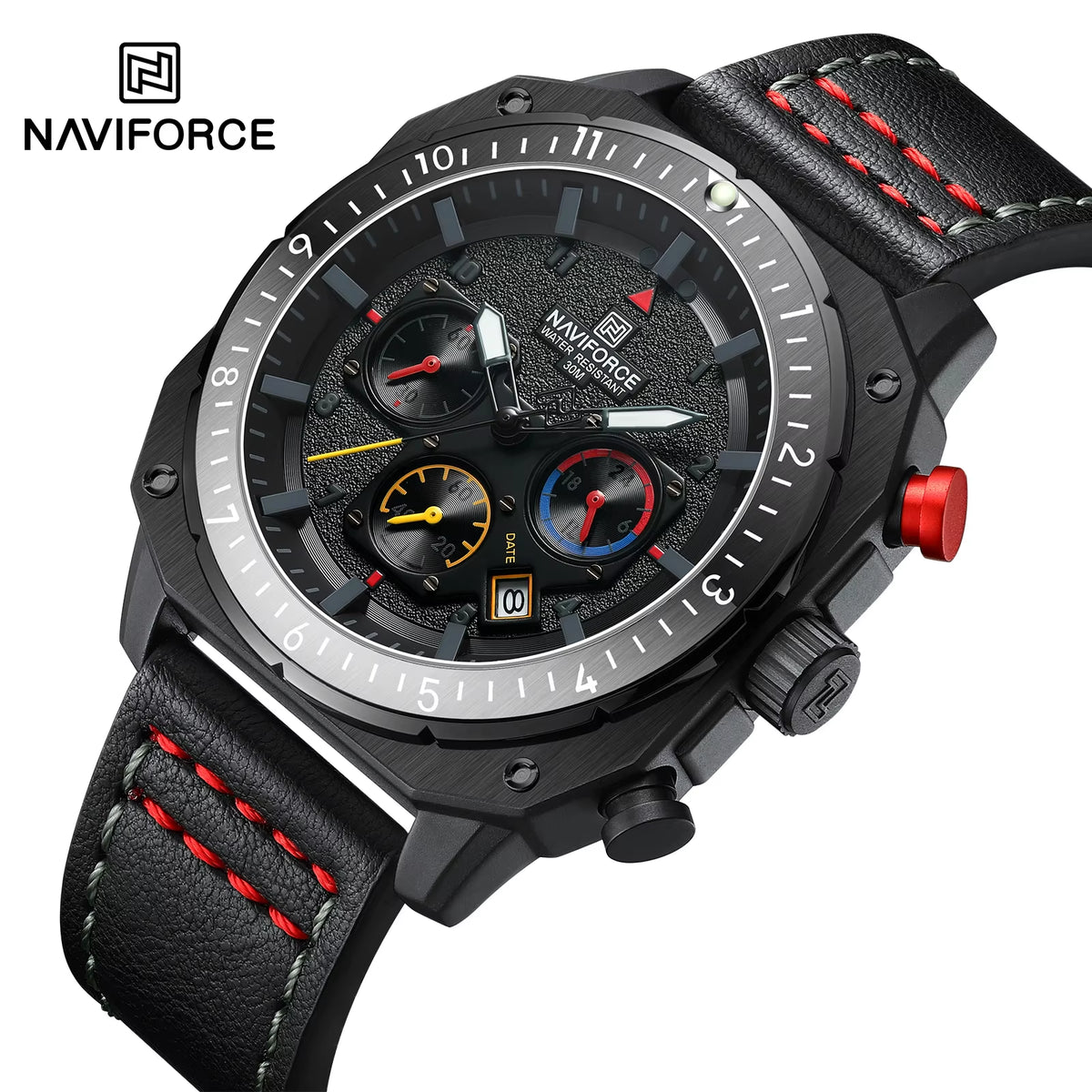 Sports Multifunction Waterproof Watches for Men Fashion Leather Luxury Brand Quartz Analog Luminous Square Wrist Watch