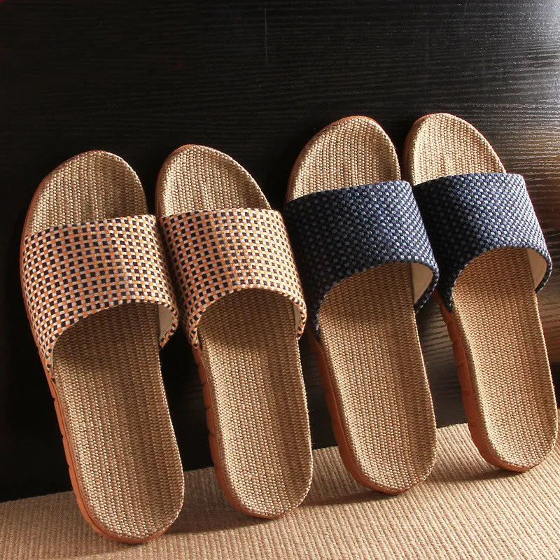 Mntrerm 2023 New Style Home Sandals Indoor Non-Slip Linen Slippers Men&