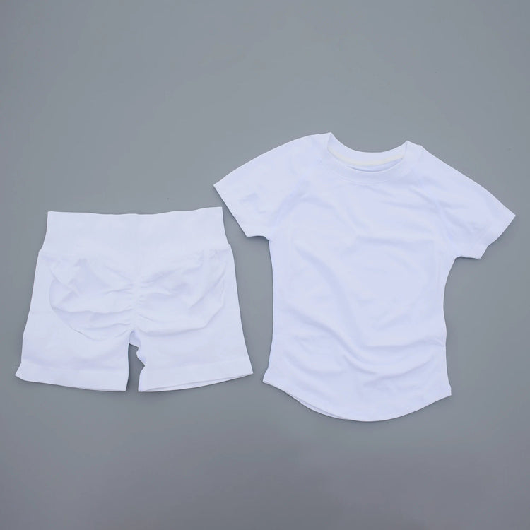 AURA SHARK 2 Piece Yoga Set Women Seamless Short Sleeve T Shirt High Waist Shorts Fitness Workout Clothes Gym Suit Activewear Khamik Shop Online