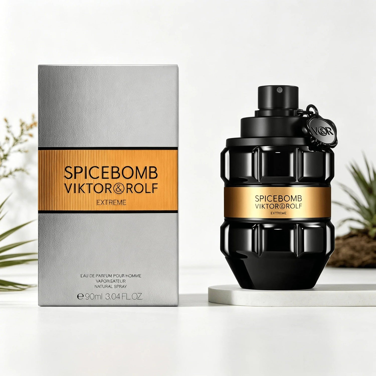 Viktor & Rolf Spicebomb Extreme Men EDP Perfume Rich Spicy Warm Tobacco Scent Matte Black Geometric Bottle Luxury Gold Band Gift Perfume for Him Khamik Shop Online