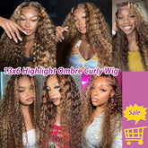 36 Inch Deep Wave P4/27 Highlight Ombre 13x6 13x4 HD Transparent Lace Front Wigs Curly Lace Frontal Wigs for Women Pre Plucked Khamik Shop Online