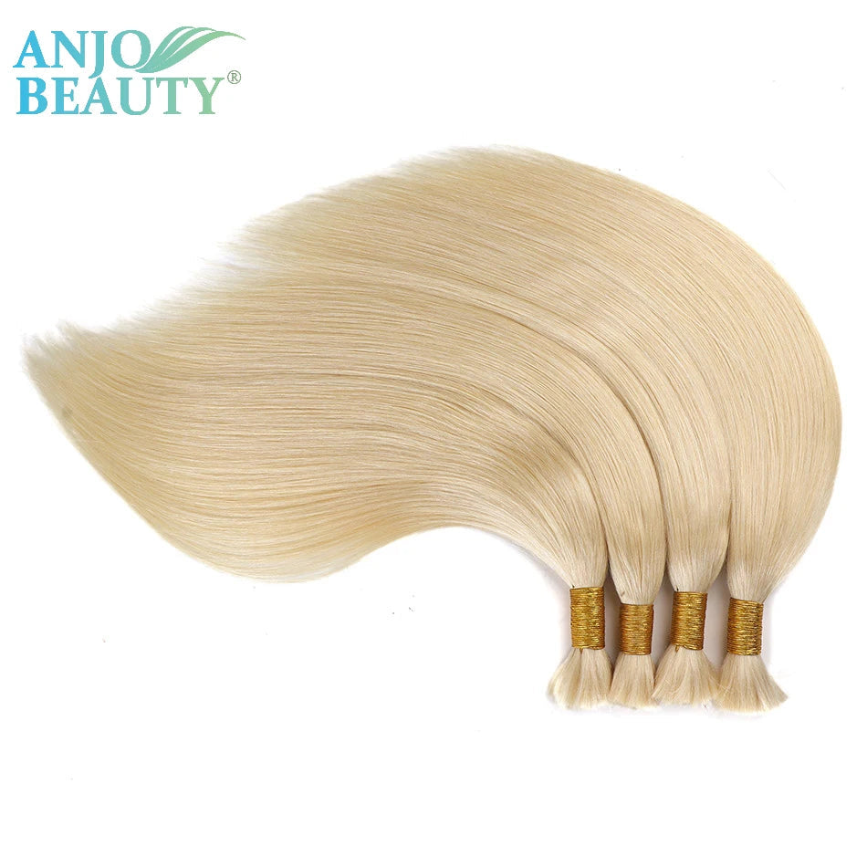 100% Real Human Hair Bulk Blonde no Weft Honey Hair Bulks Vietnamese Virgin Hair Straight Weaving Hair for Braiding Khamik Shop Online