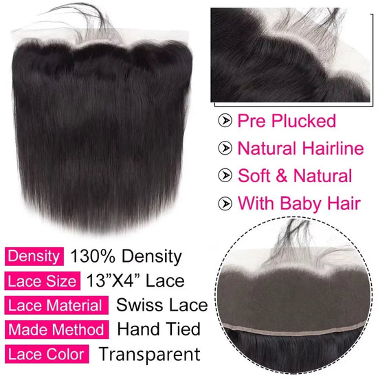 13x4 Transparent  Lace Frontal with Bundles Brazilian Virgin Human Hair With Lace Front Straight Hair Extension Natural Black Khamik Shop Online
