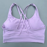 Solid Color Soft Cross Back Women Fitness Bra Tights Yoga Vest High Strength Shockproof Gym Sports Top Push Up With Chest Pad Khamik Shop Online