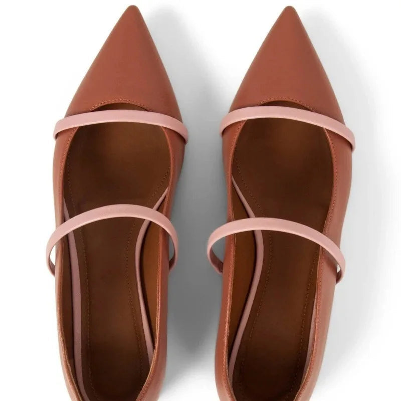 Fashion Women Autumn High Heels Shoes Pointed Toe Slip-On Square Heeled Ladies Pumps Ladies Metal Decoration Shallow Shoes Khamik Shop Online
