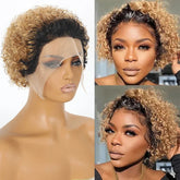 Peruvian Hair Pixie Cut Wig Kinky Curly Virgin Hair Wig 1B/30 Short Bob Natural Color Full Machine Made Wigs For Black Women Khamik Shop Online