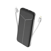 10000mAh Power Bank Portable Charger With US Plug 2 Built-in Cables Pear Daisy
