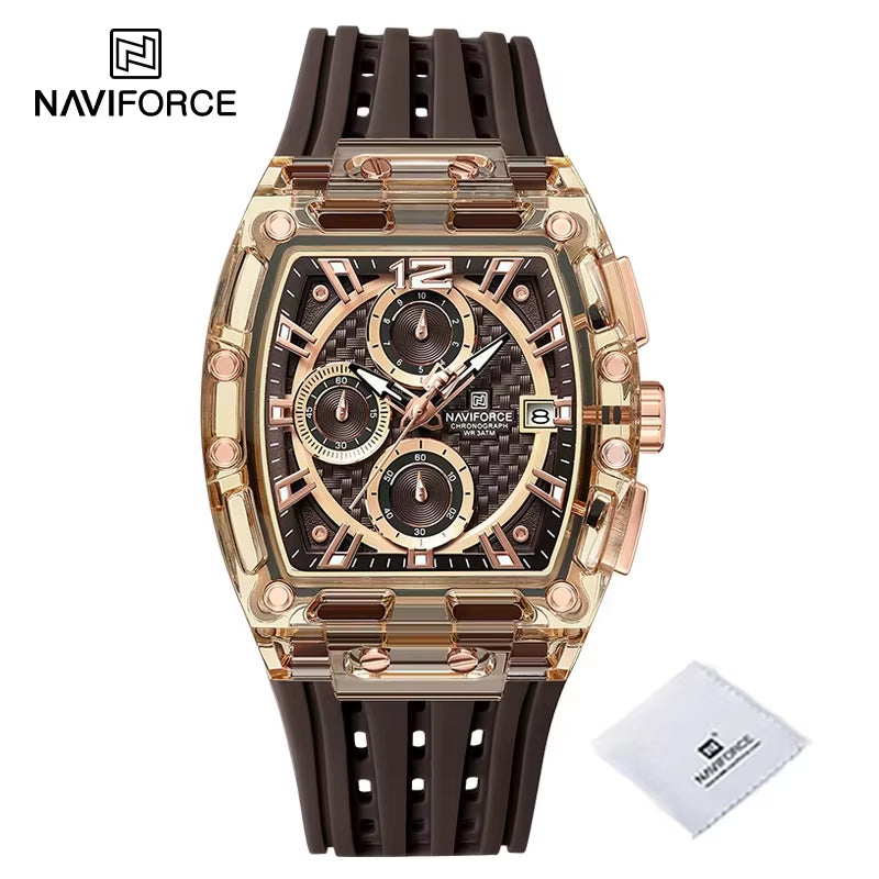 New  Men'S Quartz Multifunction Watches Fashion Sports Chronograph 5ATM Waterproof Silicone Band Casual Man Wrist Watch