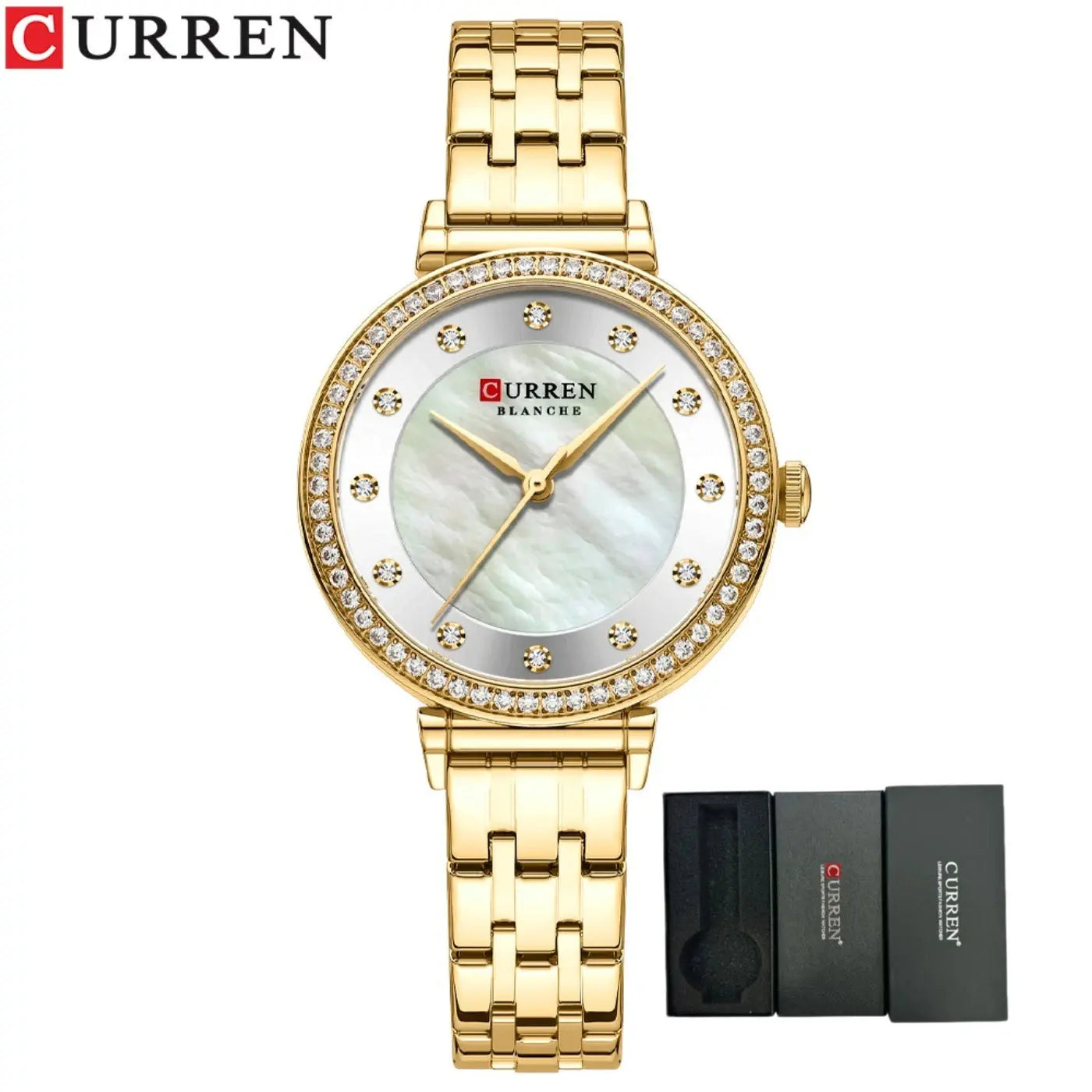 CURREN Top Brand Ladies Simple Fashion Quartz Watch Stainless Steel Classic Elegant Diamond Waterproof Ladies Watch Reloj Mujer Khamik Shop Online
