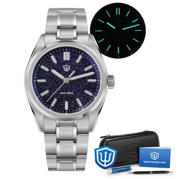 Watchdives WD0003B ‌Quartz Watches ‌VH31 Movement Aventurine Dial Watch 100m Waterproof Sapphire Crystal 36mm Vintage Watch Khamik Shop Online