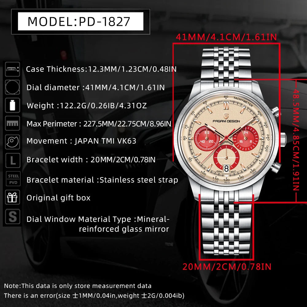 PAGANI DESIGN New VK63 Quartz Watch 41mm Men Wristwatch Chronograph Stainless Steel Waterproof Clock Top Brand Gift Watches Mens Khamik Shop Online