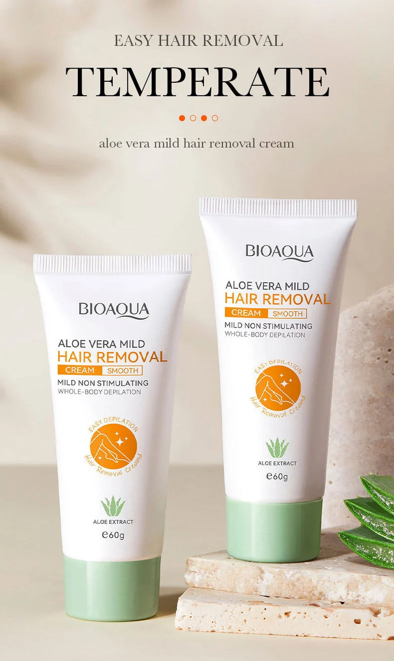 Aloe Vera Hair Removal Cream, Natural Underarm & Full Body Hair Remover, Skin Soothing & Moisturizing Depilatory Cream